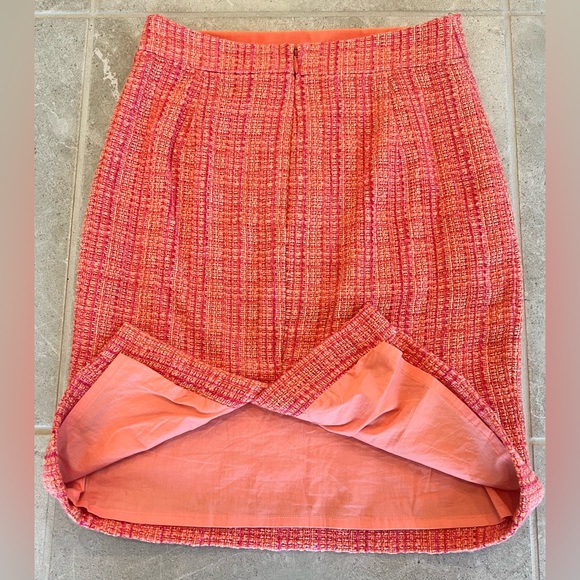 J.CREW No. 2 Pencil Skirt In Neon Tweed Wool Pink Orange Straight | Size 00 - Picture 4 of 11